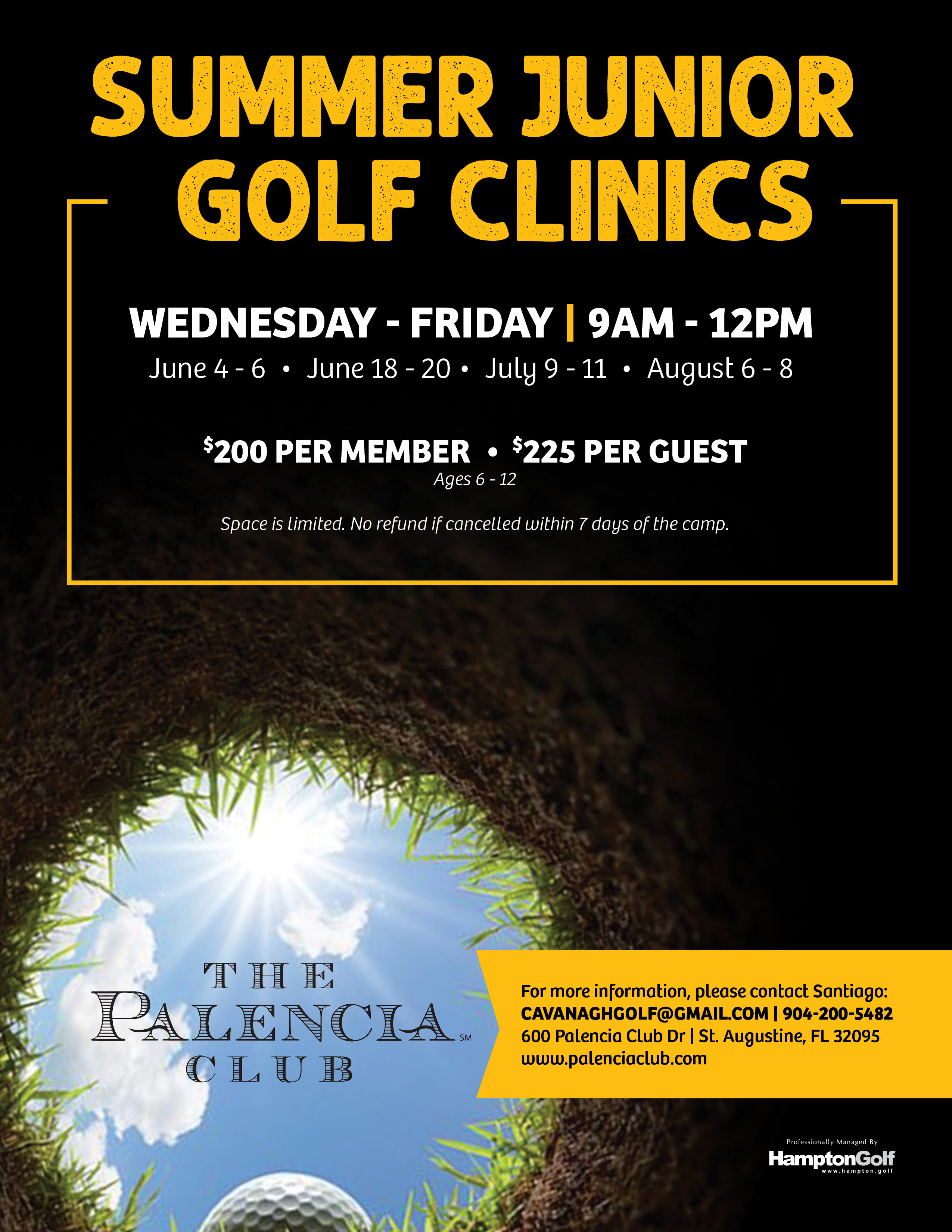 PAL Summer Junior Golf Camps June 4 August 8 EMAIL